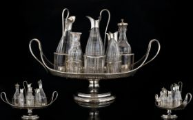 Regency Period Large and Impressive Revolving Silver Plated 8 Piece Condiment Set, Wonderful Shape