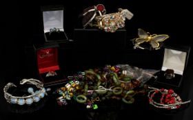 Good Collection of Costume Jewellery, Includes Necklaces, Bracelets, Earrings, Rings, Brooches etc,