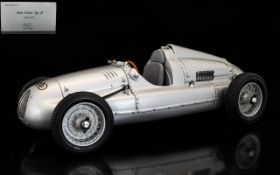 High Quality Hand Mounted Auto-Union Type D 1038-1939 -Silver Colour Racing Car. CMC Scale 1:18.