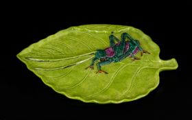 Early 20th Century Chinese Glazed Ceramic Bitian/ Palette In the form of a leaf with lucky