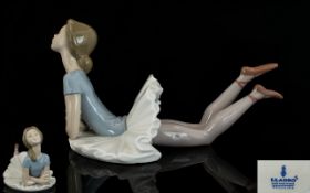 Lladro Porcelain Ballerina Figure 'Heather' ballerina lying down, Model no 1359, issued 1978,