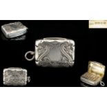 Victorian Period Superb Quality Solid Silver Vinaigrette of Pleasing Form. Makers Mark for H.