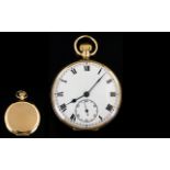 Antique Period Nice Quality 9ct Gold Cased Open Faced Pocket Watch with White Porcelain Dial and