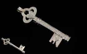 18ct White Gold Bezel Set ' Key ' to Your Heart Set with Over 3.