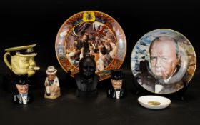 Winston Churchill Interest A Mixed Lot Of Ceramics To include two Royal Doulton cabinet plates,