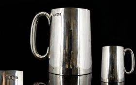 Victorian Period Nice Quality Solid Silver Tankard of Plain Form, And Solid Construction.