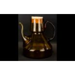 A Rare Victorian Amber Glass Wine Carafe Of Unusually Large Proportion,