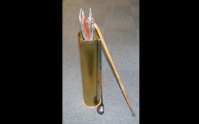 Large Copper Artillery Shell Together With A Standard Gamebird Seat, Umbrellas,