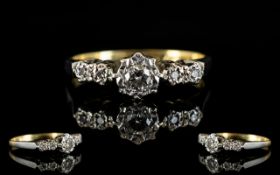 18ct Gold & Platinum Diamond Set Dress Ring. Illusion Set.