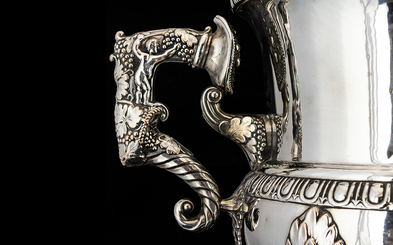 William IV Impressive and Large Pair of Irish Cast Silver Plated Twin Handle Champagne Coolers. c. - Image 2 of 4