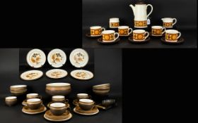 Collection of Ceramics - Denby & Sadler to include a brown Denby set of 6 cups, saucers, and side