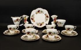 Royal Sutherland Bone China Set to include 6 teacups, 6 saucers and 6 small sandwich plate, with one
