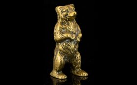 Brass Standing Bear Money Box - Height 5.5 Inches.
