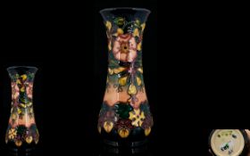 Moorcroft - Modern Tube lined Vase of Waisted Form ' Oberon ' Design. Designer Rachael Bishop.