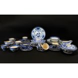 A large Collection Of Mixed Blue And White Ceramics To two tureens and covers, six dinner plates,