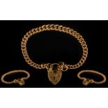 Antique Period 9ct Gold Albert Bracelet with attached 9ct Gold Heart Shaped Padlock.