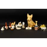 A Small Mixed Lot Of Pottery To include, crested ware, animal figures, odd Japanese Kutani vases,