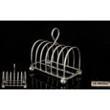 Solid Silver 6 Tier Toast rack, Raised on 4 Ball Feet of Solid Constructions with Stretcher,