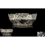 Late Victorian Period Superb Quality Open Worked Well Made Silver Centrepiece Bowl with Cast Silver