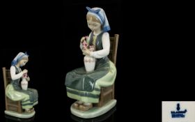 Lladro - Porcelain Figurine ' Flower Harmony ' Model No 1418. Issued 1982 - 1995. Height 8.