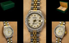Rolex - Ladies Oyster Perpetual Date-just Steel and Gold Chronometer Wrist Watch,