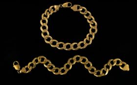 Gents 9ct Gold Large Curb Bracelet, fully hallmarked for 9.375 gold.