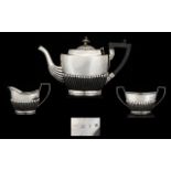 Victorian Period Solid Silver 3 Piece Bachelors Tea Service of Excellent Proportions and Size,