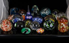 A Large Collection Of Glass Paperweights Approx 22 items in total to include modern millefiori,