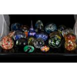 A Large Collection Of Glass Paperweights Approx 22 items in total to include modern millefiori,