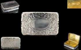 Mid Victorian Period Good Quality Alfred Taylor Solid Silver Rectangular Shaped Snuff Box with