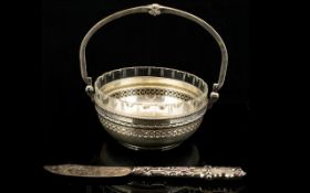 A Small Collection Of Silver Items To include a continental 800 silver, glass lined bowl,