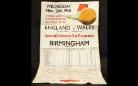 England v Wales 1958 - British Railways original travel poster.