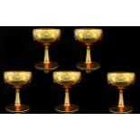 Four Mid Century Italian Gilt Wine Glasses All in very good condition, the bowls in deep carmine