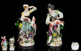 Dresden Early 20th Century Pair of Hand Painted Porcelain Figures ' Shepherd and Shepherdess '