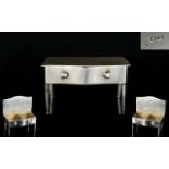 Edwardian Period - Nice Quality Solid Silver Double Stamp Holder In The Form of a Bow Fronted Desk,