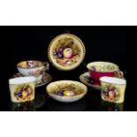 A Small Mixed Lot Of Fruit Decorated Porcelain To include four Aynsley trinket dishes,