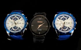 Gents Fashion Wrist Watches - Three In Total. All With Stainless Steel Backs. Please See Acompanying