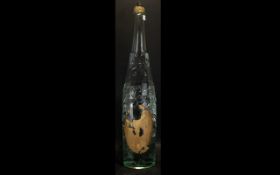 Shop Display Interest L Rose And Co Tall Moulded Bottle, with contents and cork stopper, height,