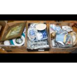 A Large Mixed Collection Of Ceramics And Glassware Three boxes containing cabinet plates,