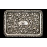 Art Nouveau Period Solid Silver Rectangular Shaped Tray with Embossed Stylished Floral Decoration,