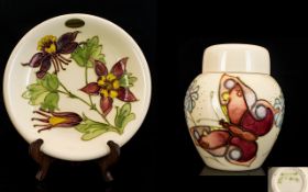Moorcroft Modern Signed Tubelined Lidded Ginger Jar of small proportions 'Butterflies' design on