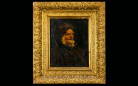 A 19th Century Portrait On Canvas Unsigned portrait of an elderly whiskered gentleman, housed in