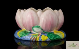 Clarice Cliff Newport Pottery Waterlily Planter Printed Clarice Cliff,