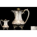 Edwardian Silver Coffee Pot of Pleasing Form and Quality with Silver Handle, Beak Form Spout.