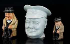 Minton Winston Churchill Character Jug Modelled By Eric Owen Together with two Royal Doulton