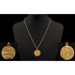 9ct Gold St Christopher Medallion with Attached 9ct Gold Box Chain, The Full 9ct Gold Hallmark.