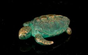 An Austrian Cold-Painted Bronze Turtle - Modelled With Superb Detail. Length 1.