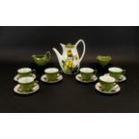 Midwinter 'Magnolia' Coffee Set comprising Coffee Pot, Milk Jug, Sugar Bowl,