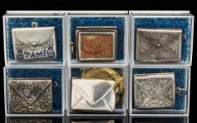 Wonderful Collection of Antique Period Solid Silver Stamp Cases From a Gentleman's Private