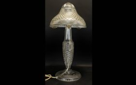 Early 20th Century Cut Glass Table Lamp Of mushroom form with cut glass and hobnail decoration,